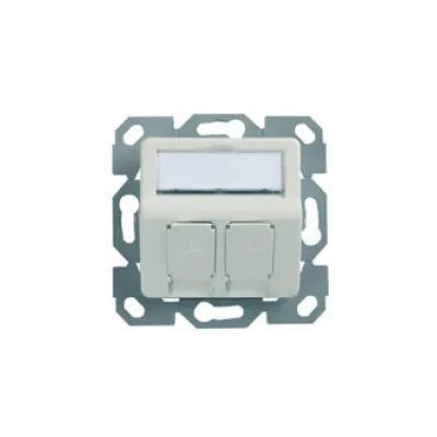 Telegärtner Modul-Aufnahme 50x50 H02010A0083 | 2-fach UP | schräger Auslass | Beschriftungsfenster | Staubschutz | weiß