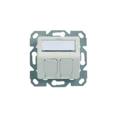 Telegärtner Modul-Aufnahme 50x50 H02010A0083 | 2-fach UP | schräger Auslass | Beschriftungsfenster | Staubschutz | weiß