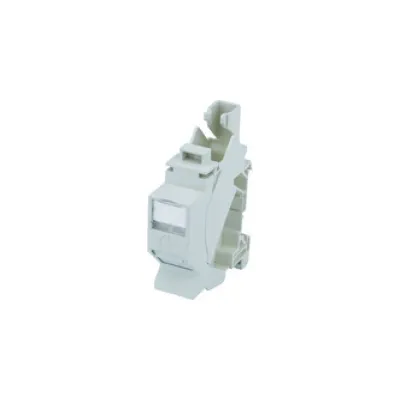 Telegärtner Tragschienen-Verbinder TS45 J00023A0206 | Cat.6A RJ45 2-fach | PoE+ geeignet | TH35 | lichtgrau RAL7035