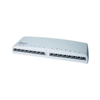 TELEGÄRTNER Patchpanel MPD16-HS K J02022A0067 | 16 Port Cat6A | RJ45 | geschirmt | Hutschiene | LSA | alpinweiß