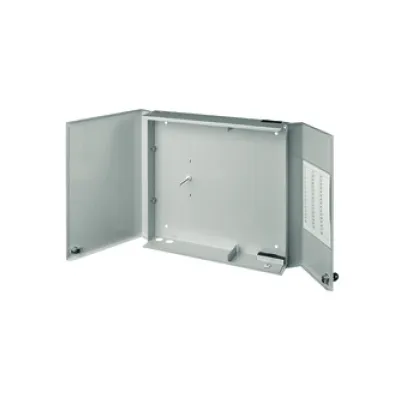 Telegärtner LWL-Wandverteiler | 48 Fasern | 6 Spleißkassetten | abschließbar | IP20 | RAL 7035