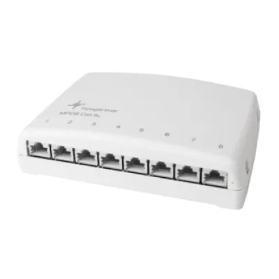 Telegärtner MPD8-HS K Patchpanel | 8 Port | Cat.6A | geschirmt | RJ45 | LSA | Hutschiene TH35 | alpinweiß