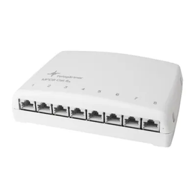Telegärtner MPD8-HS K Patchpanel | 8 Port | Cat.6A | geschirmt | RJ45 | LSA | Hutschiene TH35 | alpinweiß
