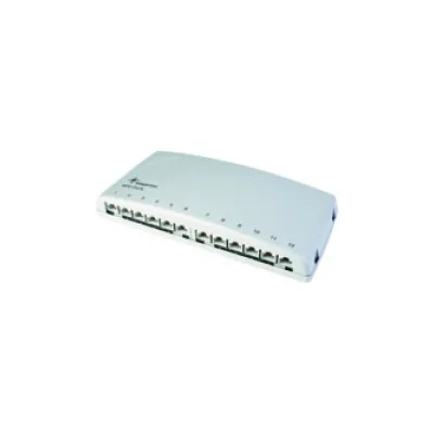 Telegärtner Patchpanel MPD12-HS K | 12x RJ45 | Cat.6A geschirmt | LSA | Wandmontage | lichtgrau RAL7035