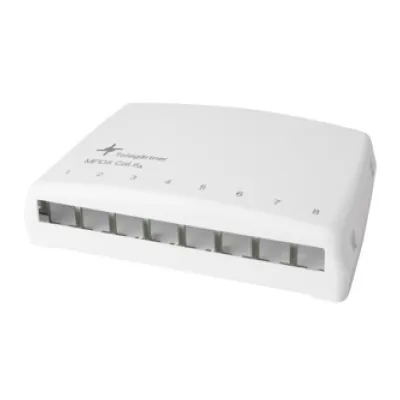Telegärtner Mini-Verteiler MPD8 H02000A0103 | Patchpanel 8-fach leer | Hutschiene TH35 | RJ45 Keystone | RAL9010 weiß