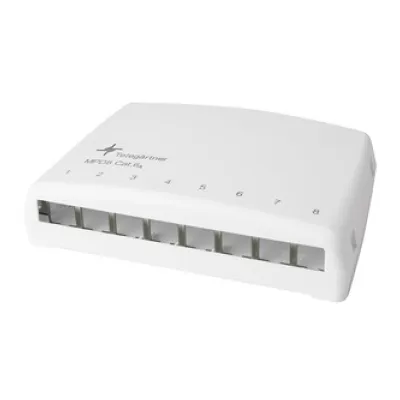 Telegärtner Mini-Verteiler MPD8 H02000A0103 | Patchpanel 8-fach leer | Hutschiene TH35 | RJ45 Keystone | RAL9010 weiß