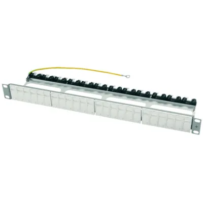 Telegärtner Patchpanel 19" | 24 Port | 1HE | modular | geschirmt | RJ45 | RAL7035 grau/weiß | H02025A0234