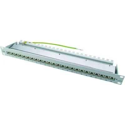 Telegärtner Patchpanel 24 Port 1HE J02023A0050 | Cat.6A geschirmt | RJ45 | 19 Zoll | RAL 7035 grau