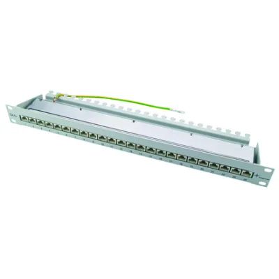 Telegärtner Patchpanel J02023S0050 | 19 Zoll 1HE | 24 Port RJ45 | Cat.6A geschirmt | LSA Anschluss | schwarz
