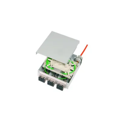Telegärtner TS-Verteiler H82050K0002 | LWL Patchpanel 6x SC-Duplex OM3 Multimode 50/125 | Pigtails | Hutschiene | grau