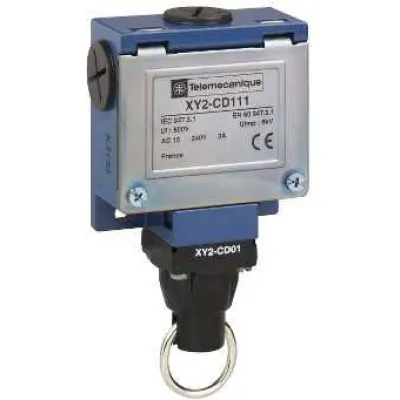 Schneider Electric Seilzugschalter XY2CD111 | 240V AC 10A | 1 Öffner 1 Schließer | 6m Zugschnur | IP65 | Kunststoff Blau