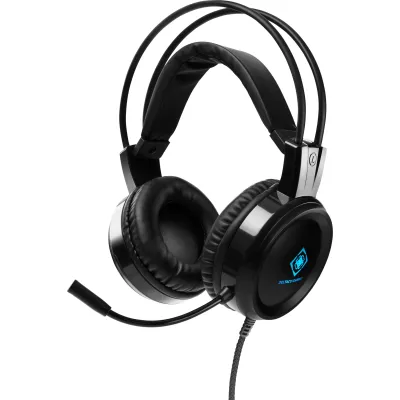 DELTACO GAMING Headset DH110 GAM-105 | Stereo Over-Ear | LED-Beleuchtung | Flexibles Mikrofon | 3,5mm Klinke | Schwarz