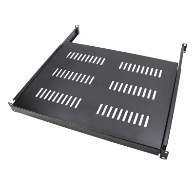 TELEVES Schiebeablage 19" 1HE UKS-AZB600 | 483 mm Breite | 350 mm Tiefe | Metall | max. 60 kg | schwarz RAL 9005