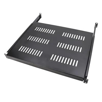 TELEVES Schiebeablage 19" 1HE UKS-AZB600 | 483 mm Breite | 350 mm Tiefe | Metall | max. 60 kg | schwarz RAL 9005
