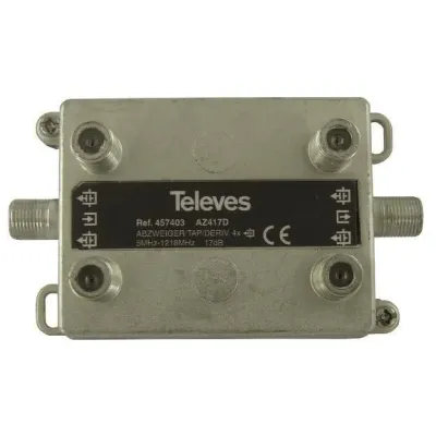 TELEVES Abzweiger 4-fach AZ417D | Kabelfernsehen Verteiler | DOCSIS 3.1 | 5-1218 MHz | 17 dB Dämpfung | F-Connector