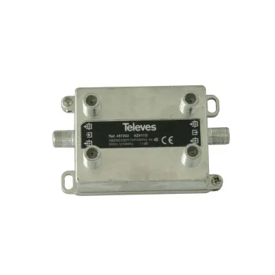Televes Abzweiger AZ411D | 4-fach Verteiler Kabelfernsehen | DOCSIS 3.1 | 5-1218 MHz | 11 dB Dämpfung | F-Anschluss