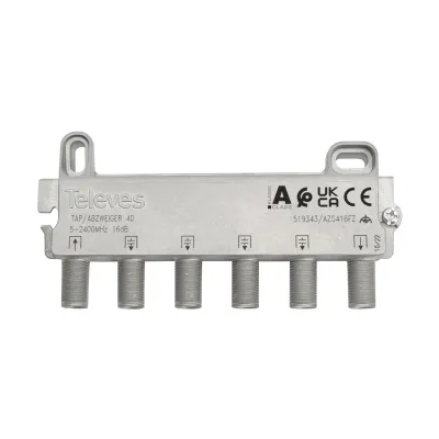 TELEVES Abzweiger AZS412FZ 4-fach | 5-2400 MHz | F-Connector | 12 dB Abzweig | 2,6 dB Durchgang | fernspeisetauglich