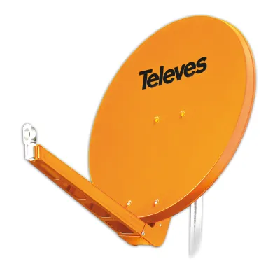 TELEVES Satellitenspiegel QSD75-O | Offset Antenne 75x85 cm | Alu-Reflektor | 40 mm Feedaufnahme | multifeed | orange