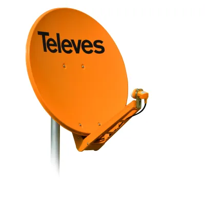 TELEVES Satellitenschüssel QSD85-O | Offset Antenne 85x95 cm | Aluminium | Multifeed | Masthalterung | Orange