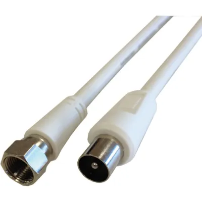 Televes Antennenkabel FS-KS150 | F-Stecker auf IEC-Stecker | 1,5 m | 75 Ohm | doppelt geschirmt 90 dB | weiß