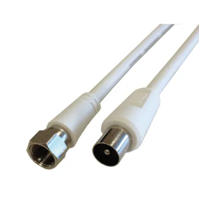 Televes Antennenkabel FS-KS300 | 3m | F-Stecker auf IEC-Stecker | doppelt geschirmt | 90 dB | 75 Ohm | weiß