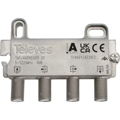 TELEVES Abzweiger AZ29FZ | 2-fach | 5-1220 MHz | 9 dB Dämpfung | F-Connector | DOCSIS 3.1 | Klasse A | Innenbereich