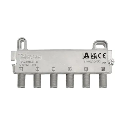 TELEVES Abzweiger 4-fach AZ412FZ | 5-1220 MHz | DOCSIS 3.1 | F-Connector | 12 dB Dämpfung | Klasse A | Innenbereich