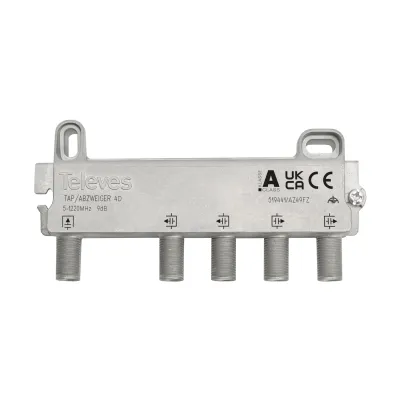 Televes Abzweiger AZ49FZ | 4-fach End-Abzweiger | 5-1220 MHz | F-Connector | 9 dB Dämpfung | DOCSIS 3.1