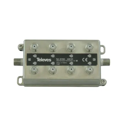 Televes Abzweiger AZ814D 8-fach | Kabelfernsehen Verteiler DOCSIS 3.1 | 5-1218 MHz | F-Anschluss | 14 dB Dämpfung