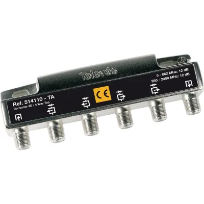 TELEVES Abzweiger AZS412DCFN | SAT Abzweiger 4-fach | 5-2400 MHz | F-Connector | 12 dB Dämpfung | fernspeisetauglich
