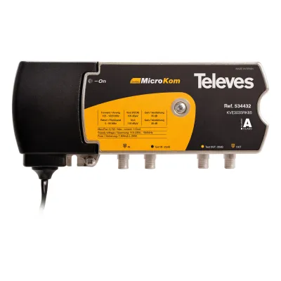Televes Hausanschlussverstärker KVE3035RK85 | BK-Verstärker 30/35 dB | Rückkanal 5-85 MHz 28 dB | DOCSIS 3.1 | 1220 MHz