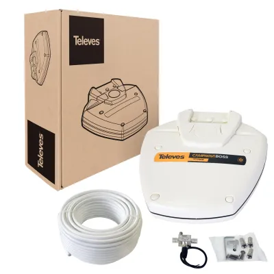 TELEVES Campingantenne CAMPNOVA2 | DVB-T2 DAB+ UKW | Außenantenne mit LTE-Filter | 22 dB | inkl. Netzteil & 10m Kabel