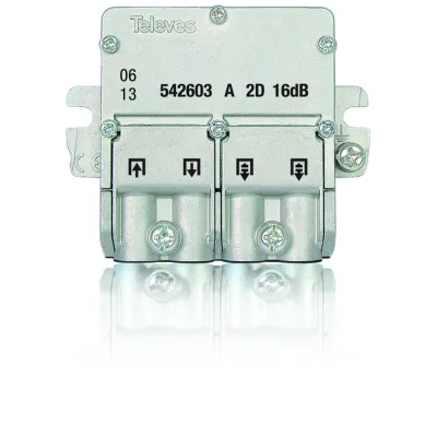 Televes Abzweiger EFA216N | 2-fach | Easy-F Klemmtechnik | 5-2400 MHz | 16 dB Abzweigdämpfung | 1,5 dB Durchgang