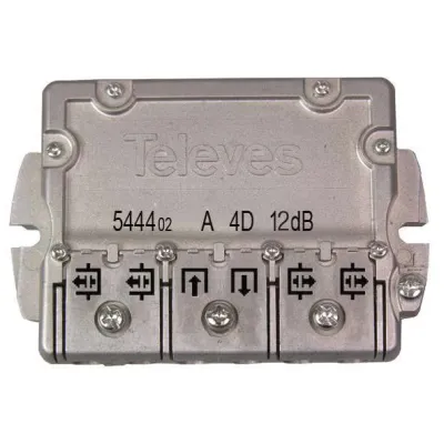 Televes Abzweiger EFA412 4-fach | Easy-F Klemmtechnik | 5-2400 MHz | 12 dB Dämpfung | 4 Ausgänge | fernspeisetauglich