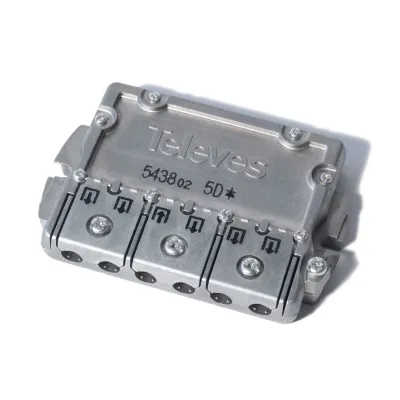 TELEVES Verteiler EFV5 | 5-fach Easy-F | 5-2400 MHz | Klemmtechnik | 12 dB Dämpfung | Kompakt 69x55x15 mm