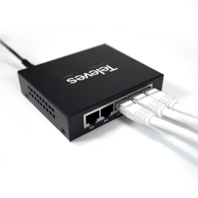 TELEVES Ethernet Switch SWUM-1000-5 | 5x Gigabit RJ45 Ports | Layer 2 | Unmanaged | Desktop Modell | Plug & Play | IP20