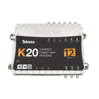 TELEVES Kompaktkopfstelle K20-12 | 12x DVB-S2 auf DVB-C QAM | erweiterbar | 12 Kanäle | Web-Interface | Plug & Play