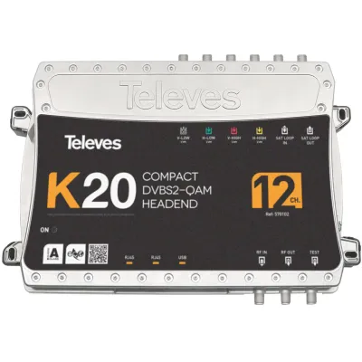 TELEVES Kompaktkopfstelle K20-12 | 12x DVB-S2 auf DVB-C QAM | erweiterbar | 12 Kanäle | Web-Interface | Plug & Play