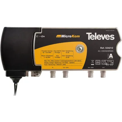 TELEVES Hausanschlussverstärker KVE2025RK65 | BK-Verstärker 20/25 dB | Rückkanal 5-65 MHz | DOCSIS 3.1 | bis 1220 MHz