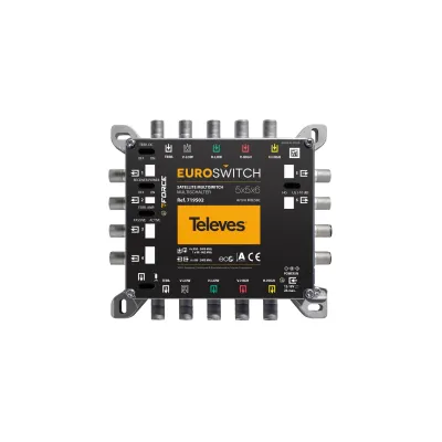 TELEVES Multischalter MSE56C 5x6 | 5 Eingänge | 6 Ausgänge | Kaskadierbar | Terrestrik & SAT | Guss | Receiverpowered