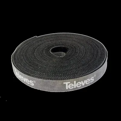 TELEVES Nylonklettband KB8 200101 | Klettband doppelseitig 8m x 15mm | Kabelmanagement | schwarz