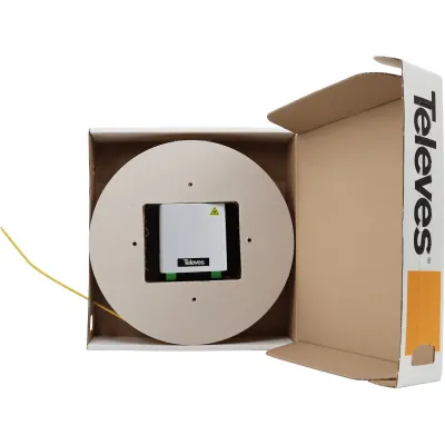 TELEVES Optische Anschlussbox OB4LC-4-100 | Glasfaser Teilnehmeranschluss | 2x LC/APC | 100m Kabel | weiß