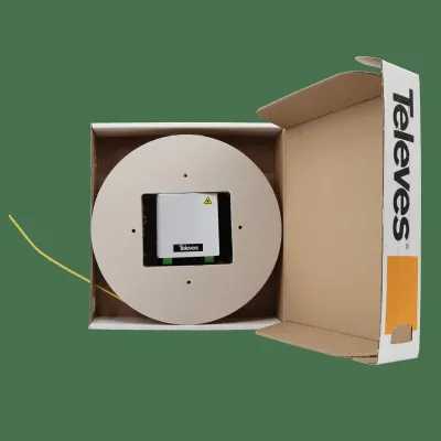 TELEVES Optische Anschlussbox OB4LC-4-25 | Glasfaser Teilnehmeranschluss 2x LC/APC | 25m Kabel | Weiß