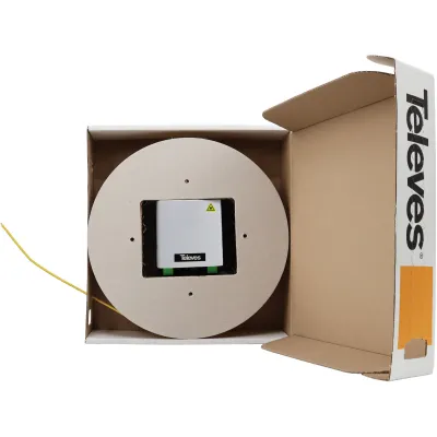 TELEVES Optische Anschlussbox OB4LC-4-25 | Glasfaser Teilnehmeranschluss 2x LC/APC | 25m Kabel | Weiß