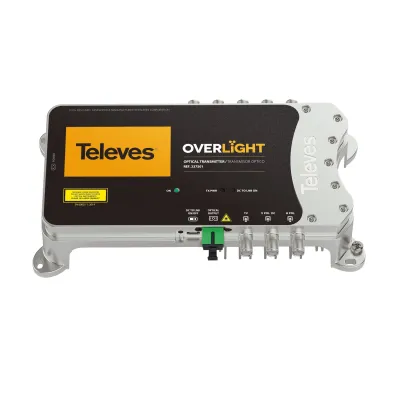 Televes Optischer Sender OLT1550 237501 | SAT-ZF Übertragung | 4x SAT + 1x terr. | 1550 nm | Wideband | Wandmontage