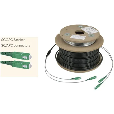 TELEVES Glasfaserkabel OSMD50SCAPC TWIN 50m SC/APC | Singlemode 9/125 OS2 | UV-beständig | Nagetierschutz | schwarz