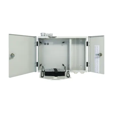 TELEVES LWL-Spleißbox OSB48 | Glasfaser Verteilung | bis 48 SC/APC | mit Spleißhalter | Metall | 454x358x89mm | IP20