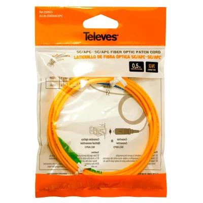 Televes LWL-Patchkabel OSK05SCAPC | Singlemode Glasfaserkabel SC/APC zu SC/APC | Simplex | 0,5m | weiß
