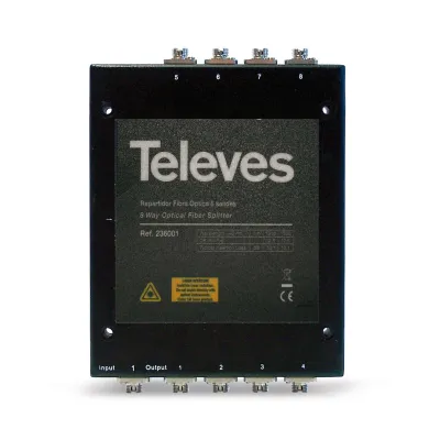 Televes Optischer Verteiler OVT8N | 8 Ausgänge | FC/PC Anschlüsse | 10 dB Dämpfung | für LNB-Verteilungen | Antennenbau