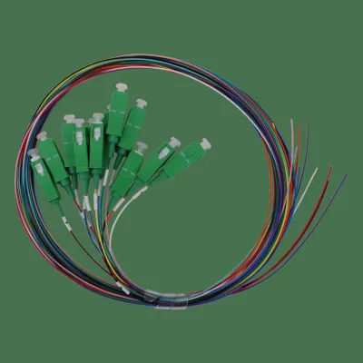 Televes Pigtail-Patchkabel O12SCAPC1 | Singlemode SM | 1m | 12x SC/APC | LSFH | farbcodiert | Innenmontage